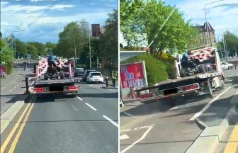 Watch video of man nearly thrown from 911 Recovery truck while stealing quad bike in Glasgow’s Maryhill