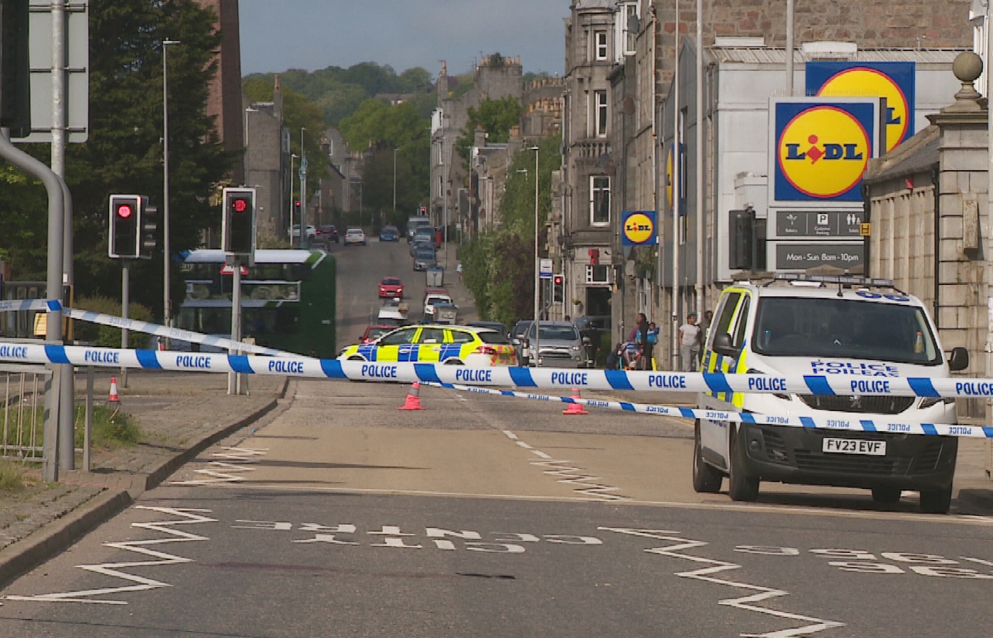 Hutcheon Street remains closed with forensic officers on the scene.