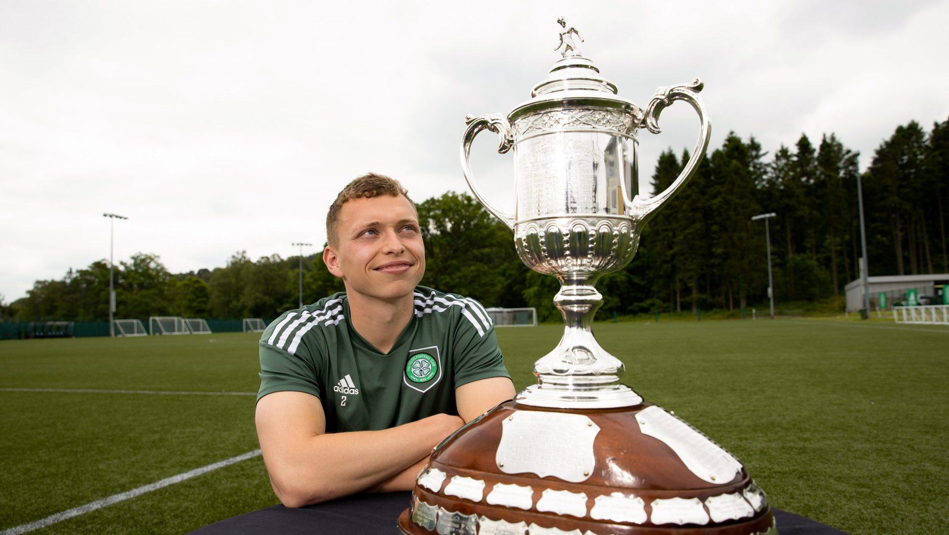 GLASGOW, SCOTLAND - JUNE 01: Alistair Johnston during a Celtic Scottish Cup photocall at Lennoxtown, on June 01, 2023, in Glasgow, Scotland. (Photo by Craig Williamson / SNS Group)