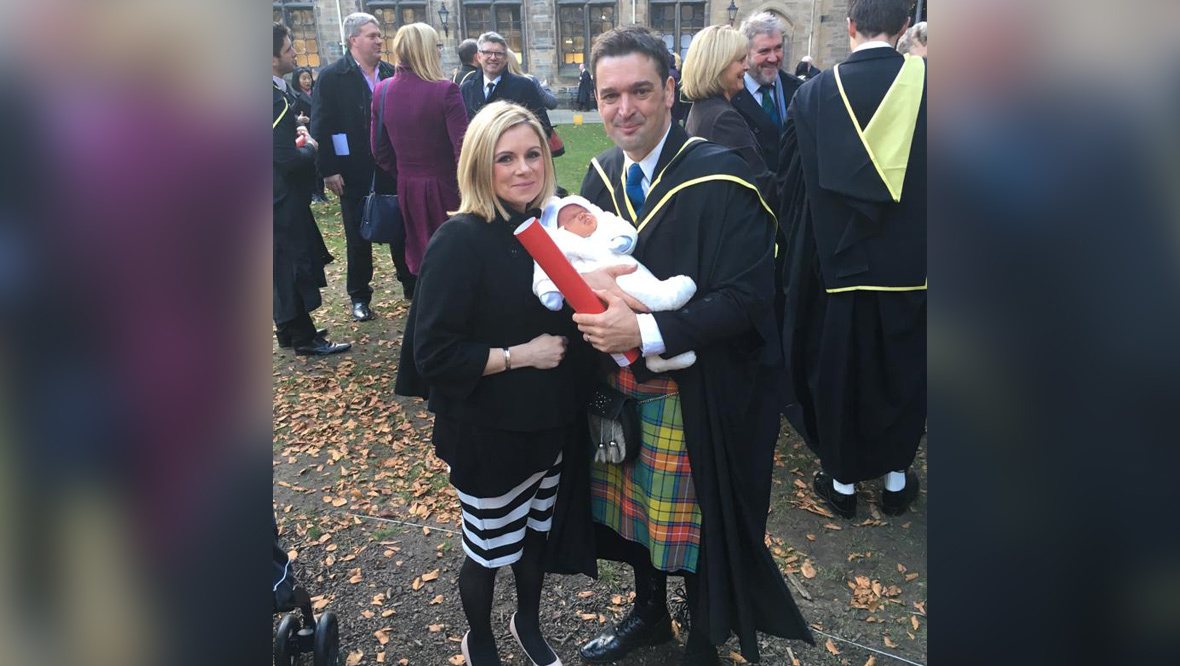 Kelly-Ann and Daniel at her husband's graduation ceremony at the University of Glasgow.