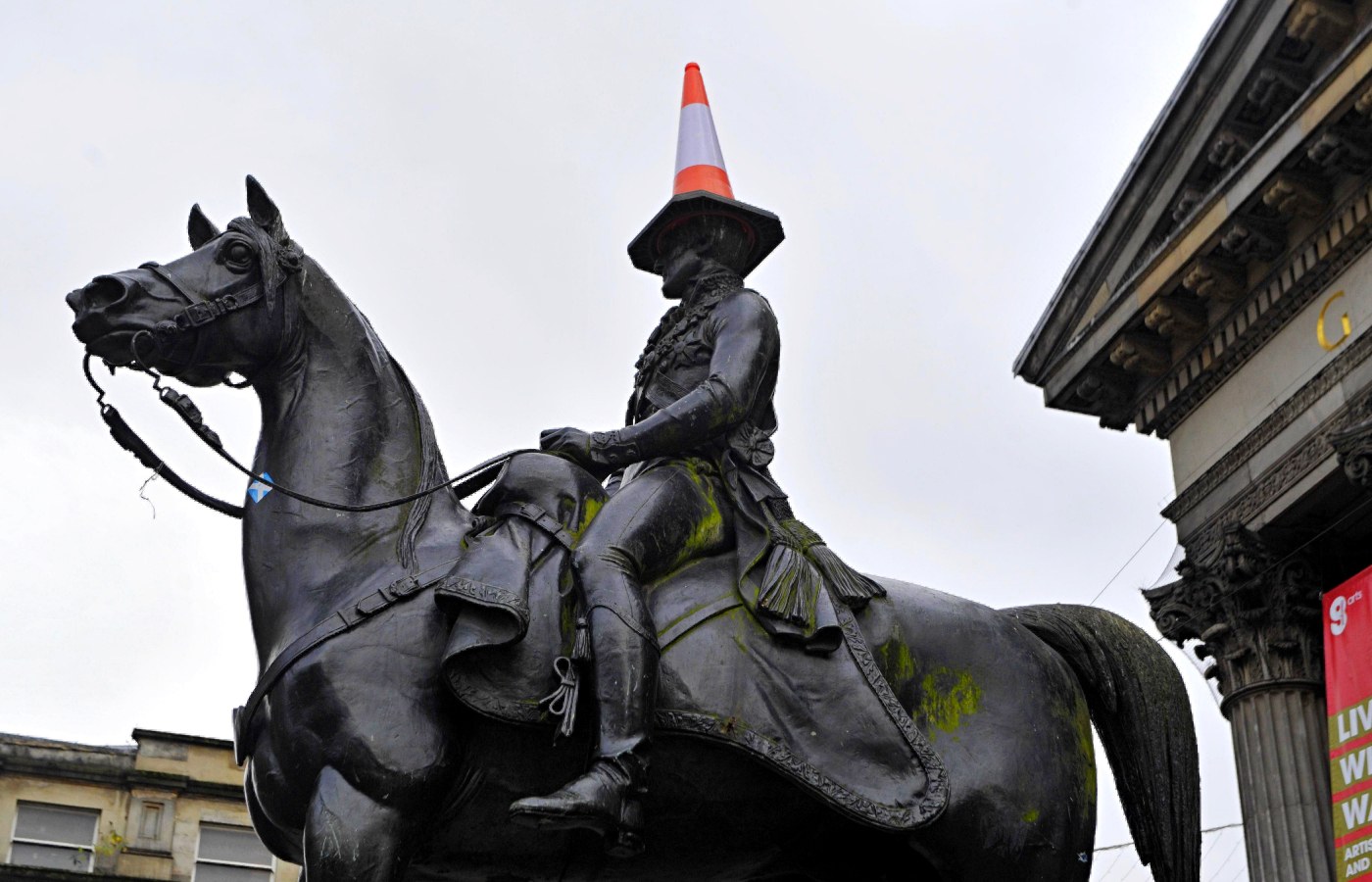 Glasgow's iconic Duke of Wellington statue.
