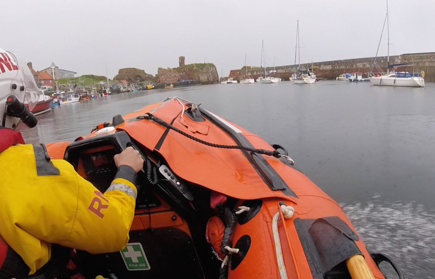 The D-class inshore lifeboat launched from Dunbar Harbour at around 5.45pm.
