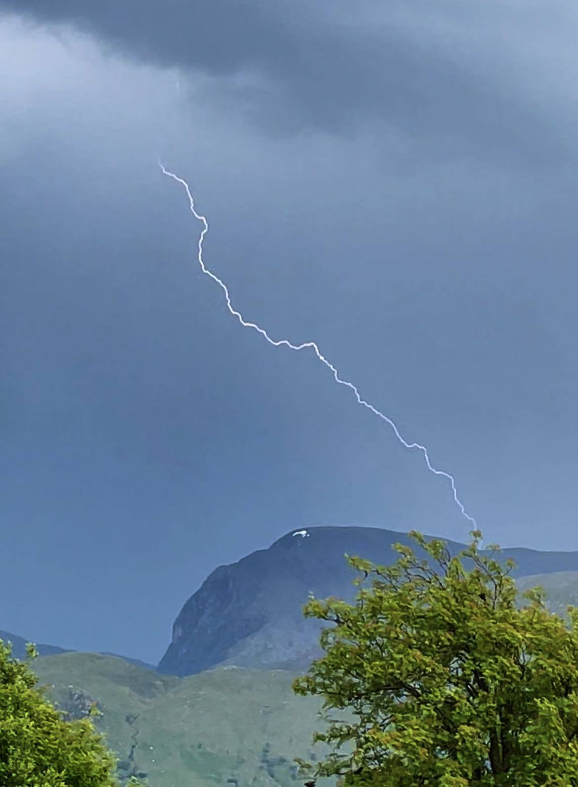Lightning striking the top of Ben Nevis has been captured on camera.