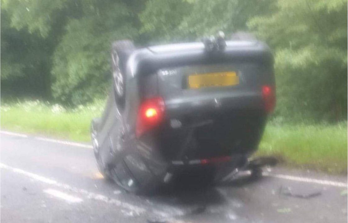 Fife A921 road closed after car crashed and flipped onto roof at rush hour