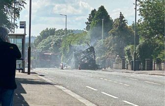 Ball of fire seen as bus bursts into flames on Strathern Road in Broughty Ferry leaving roads closed off
