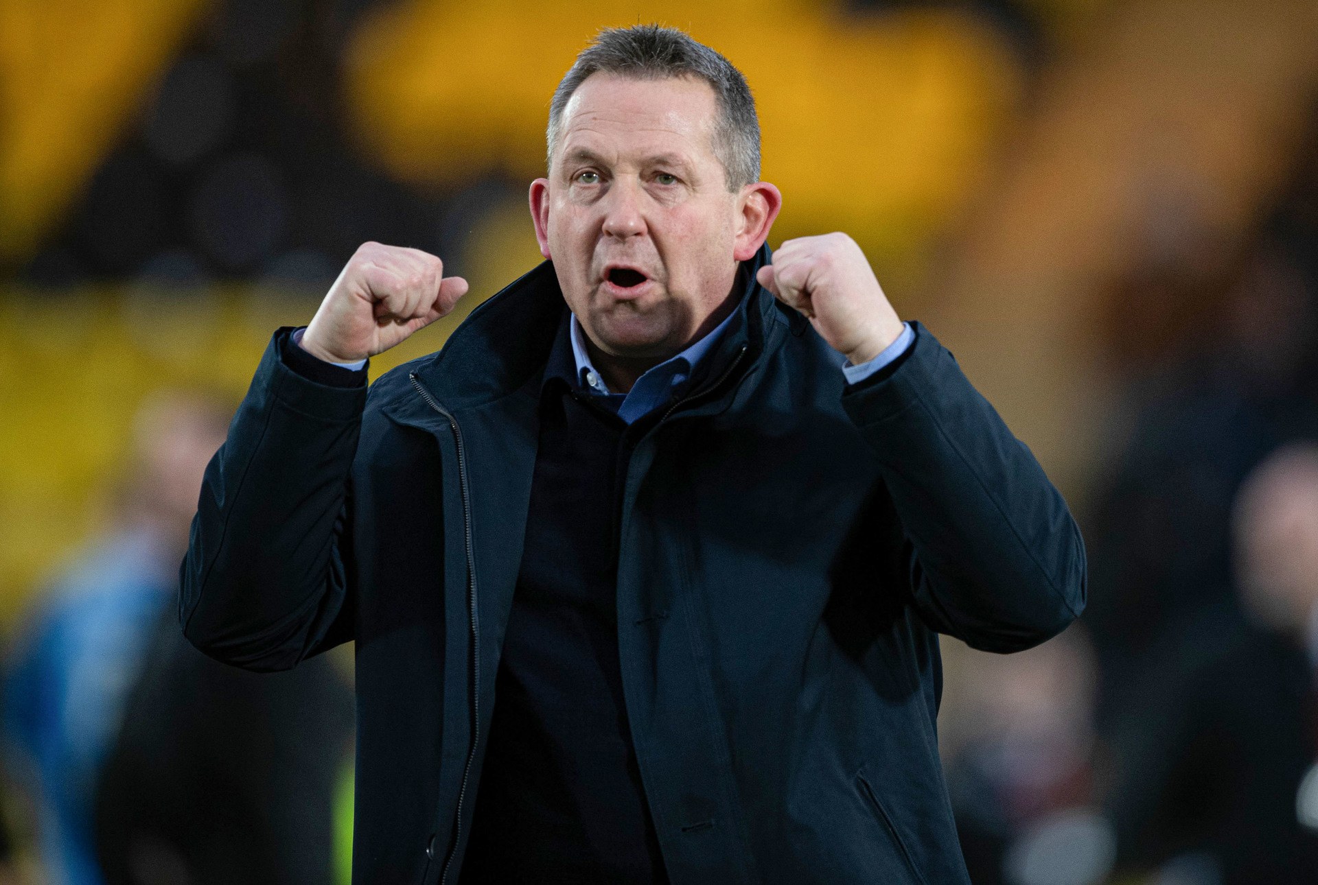 LIVINGSTON, SCOTLAND - FEBRUARY 11: Inverness manager Billy Dodds celebrates at full time during a Scottish Cup match between Livingston and Inverness Caledonian Thistle at the Tony Macaroni Arena, on February 11, 2023, in Livingston, Scotland.  (Photo by Paul Devlin / SNS Group)