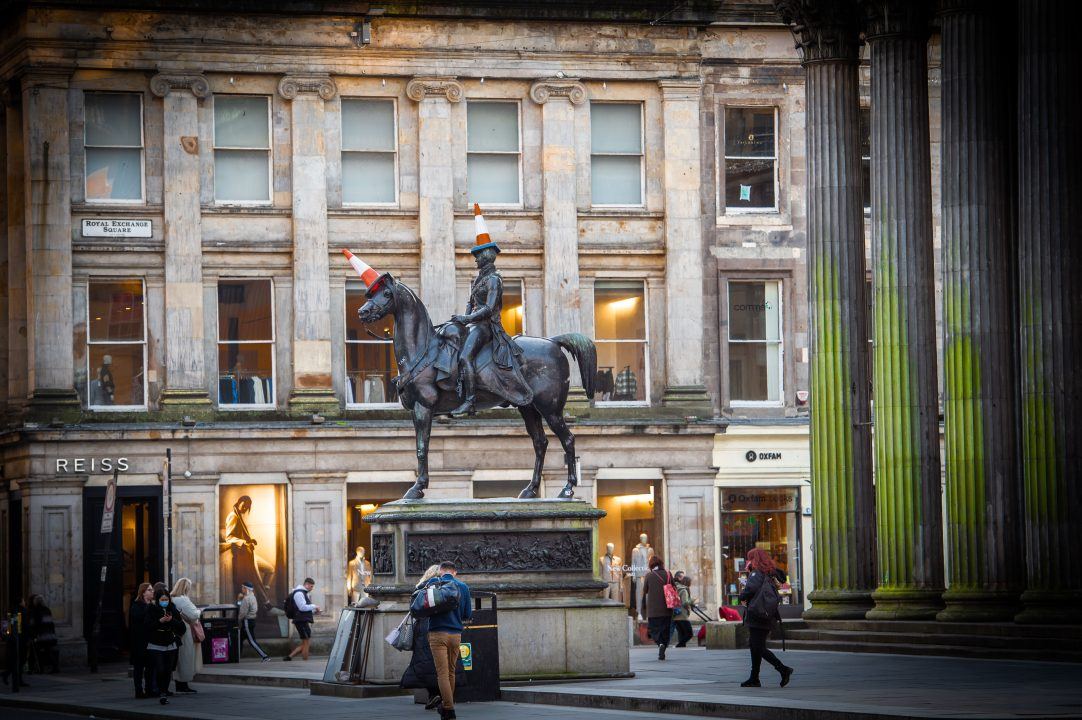 Cone that inspired Glasgow Banksy exhibition outside art gallery replaced