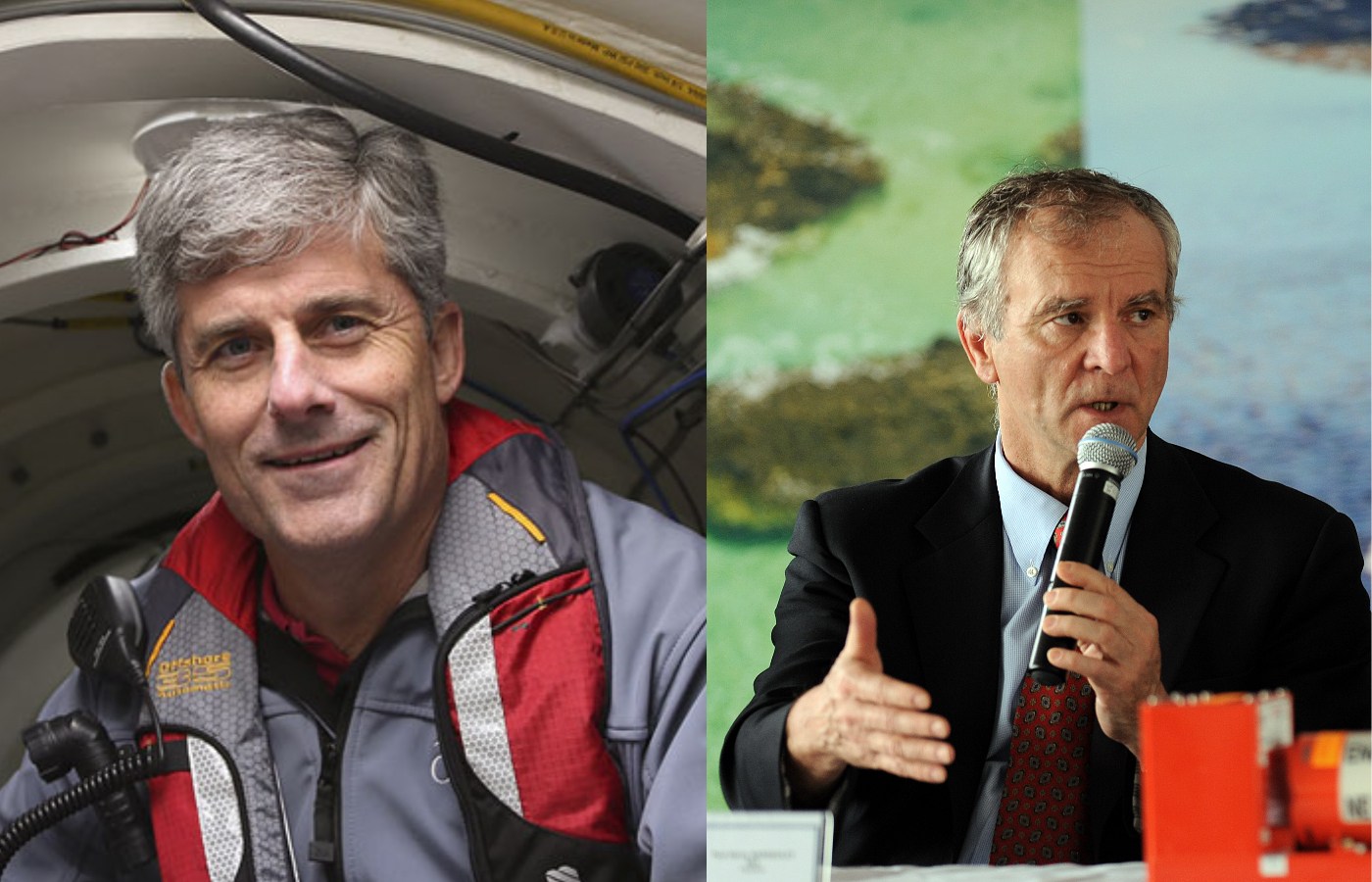 OceanGate chief executive and founder Stockton Rush (left), and French submersible pilot Paul-Henry Nargeolet (right).