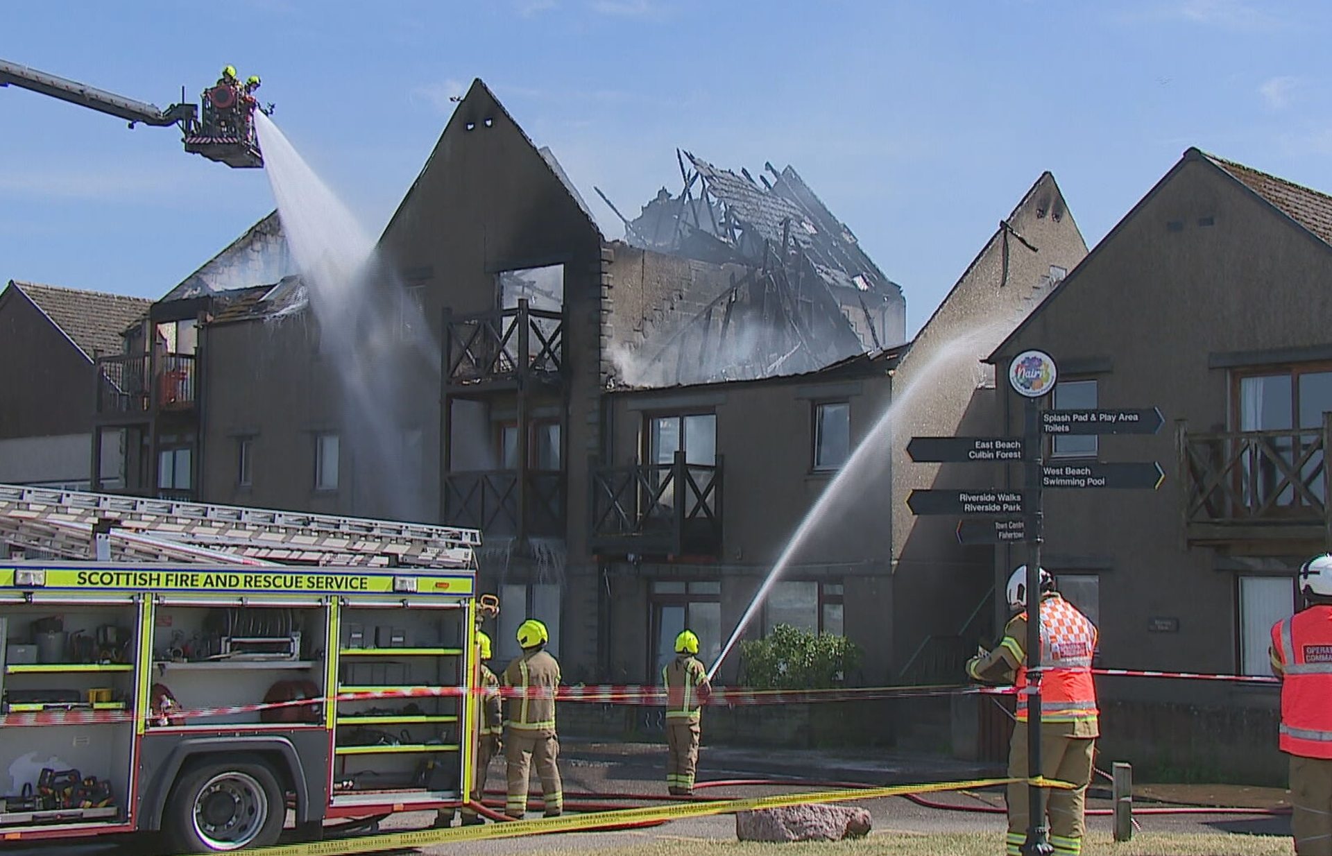 The flat and building’s roof appeared to be completely destroyed.