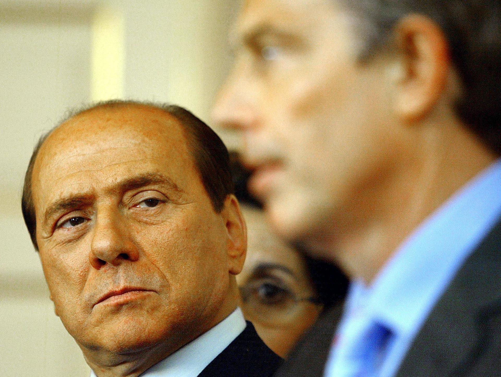 Silvio Berlusconi with then-prime minister Tony Blair at Downing Street in 2004.