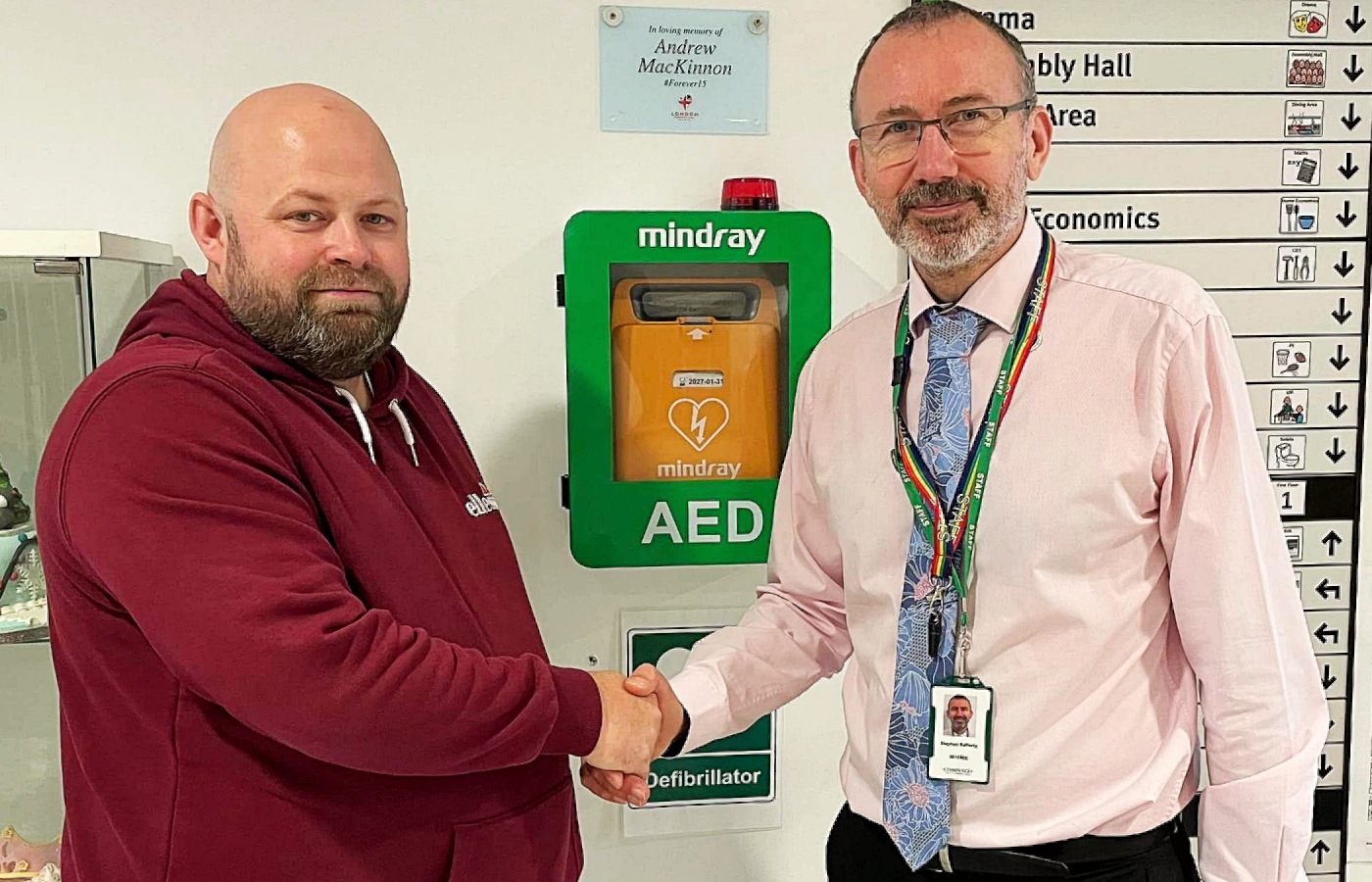 Defibrillator donated by charity set up in memory of young footballer who died playing on pitch at Forrester High School in Edinburgh