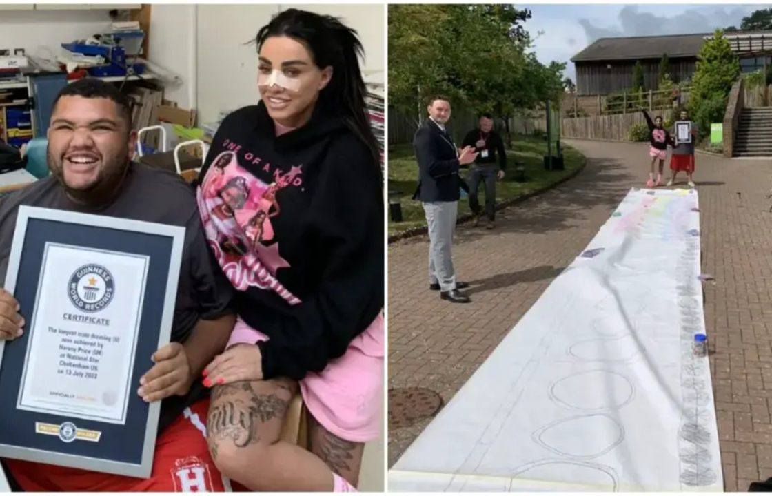 Katie Price’s son Harvey breaks Guinness World Record for longest train drawing