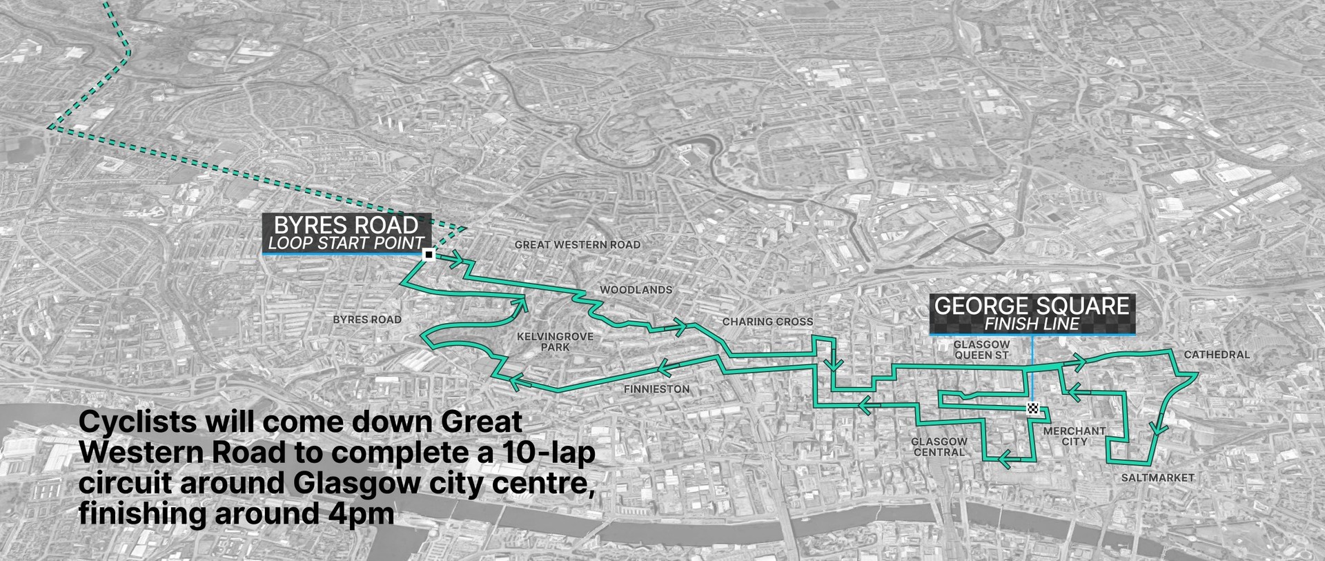 Route: Cyclists will race across Glasgow during the event. 