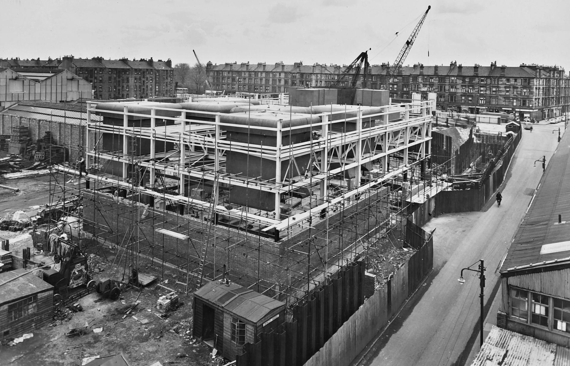 Clyde Tunnel - Construction of South Ventilation Building (May 1962)
