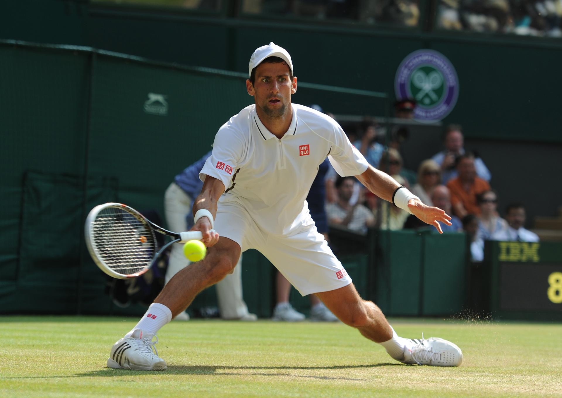 Novak Djokovic during the 2013 Wimbledon Men's Singles Final against Andy Murray.
