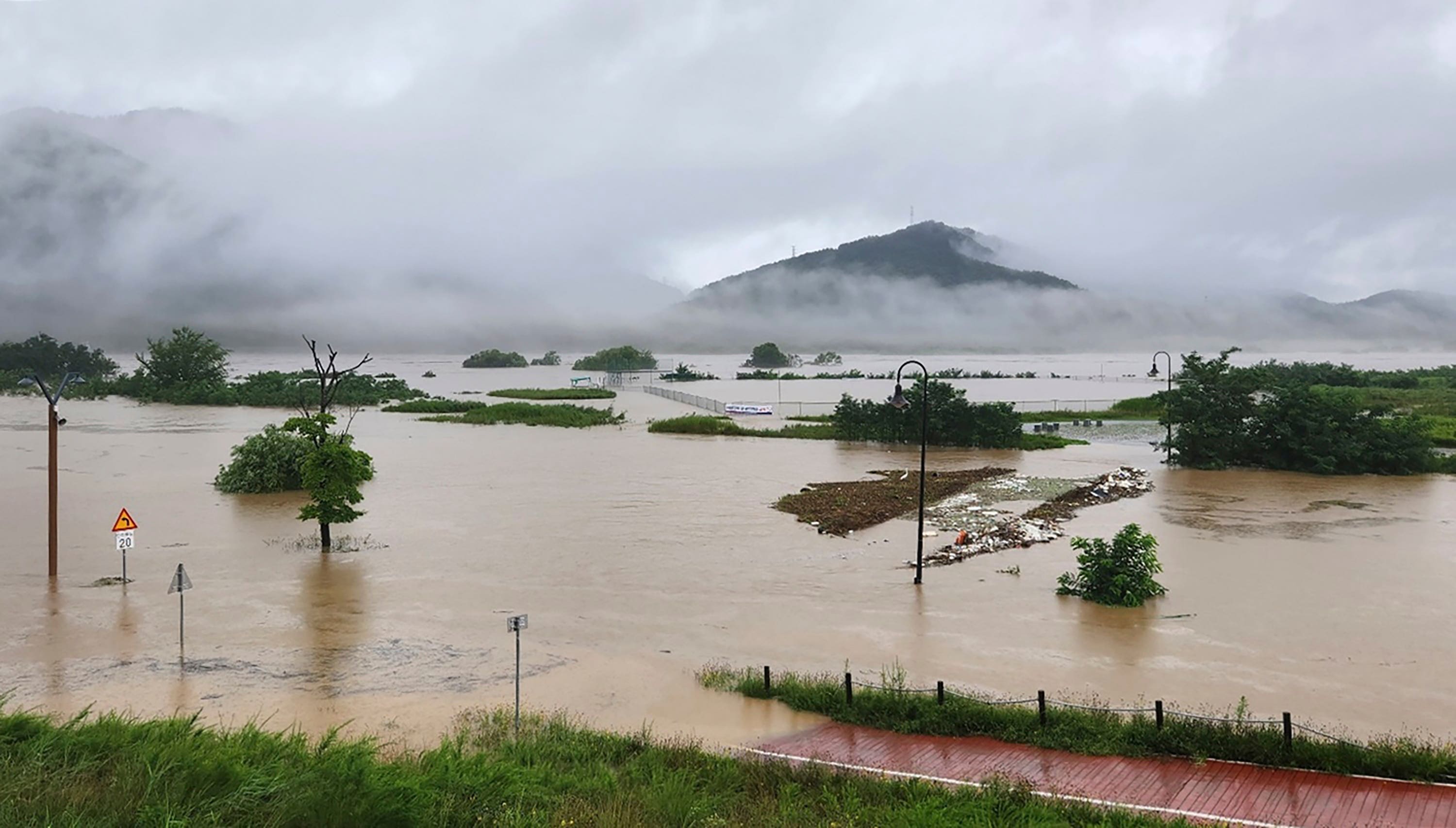 Flooding from the Geum River in Sejong.