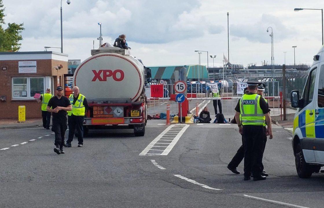 Twenty protestors arrested after demonstration outside oil refinerys in Grangemouth and Clydebank
