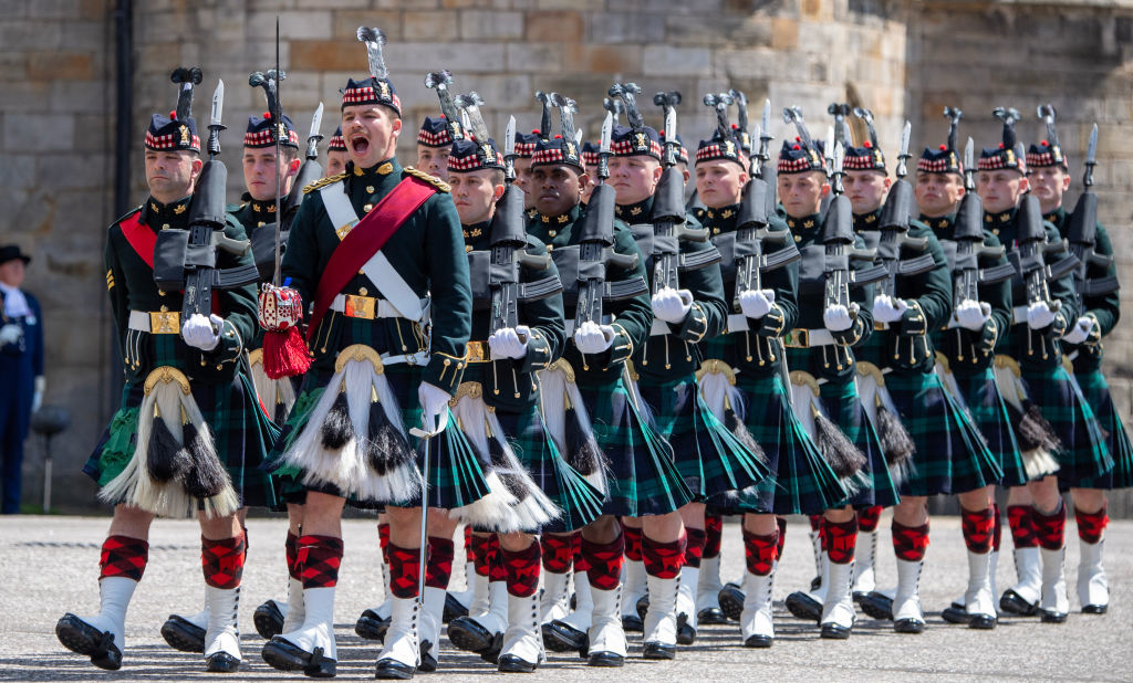 Members of the military at the Palace of Holyroodhouse.