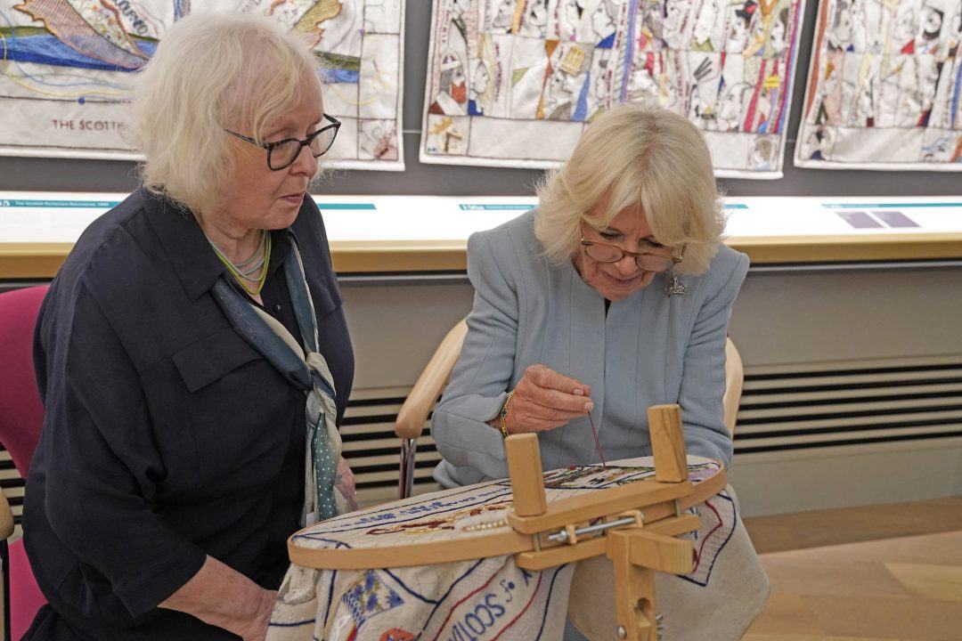 Queen adds final stitch to new panel on Great Tapestry of Scotland