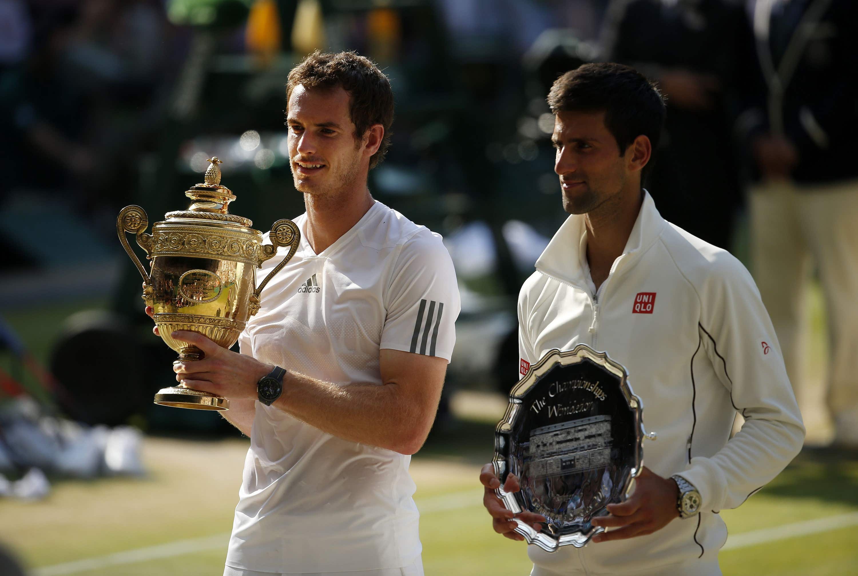 <em>Andy Murray, left, beat Novak Djokovic in the 2013 Wimbledon final (Jonathan Brady/PA)</em>” /><span class=