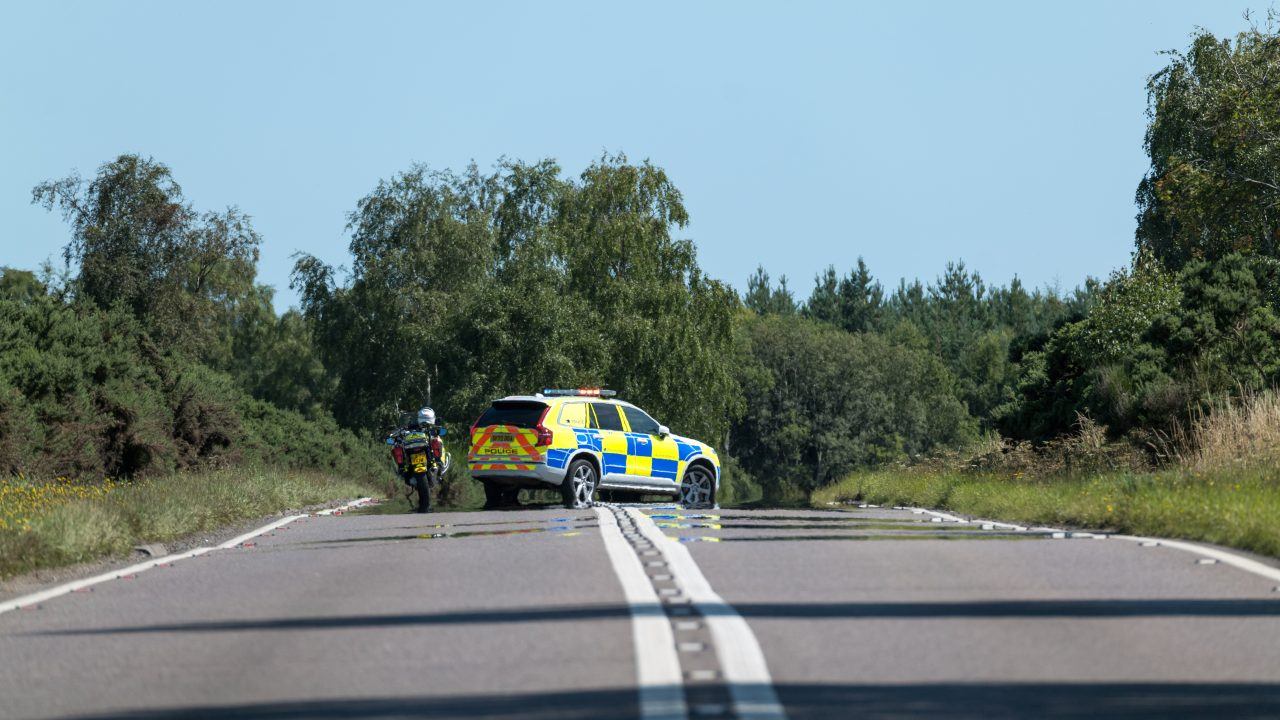 Motorcyclist dies and driver in hospital after collision on A96