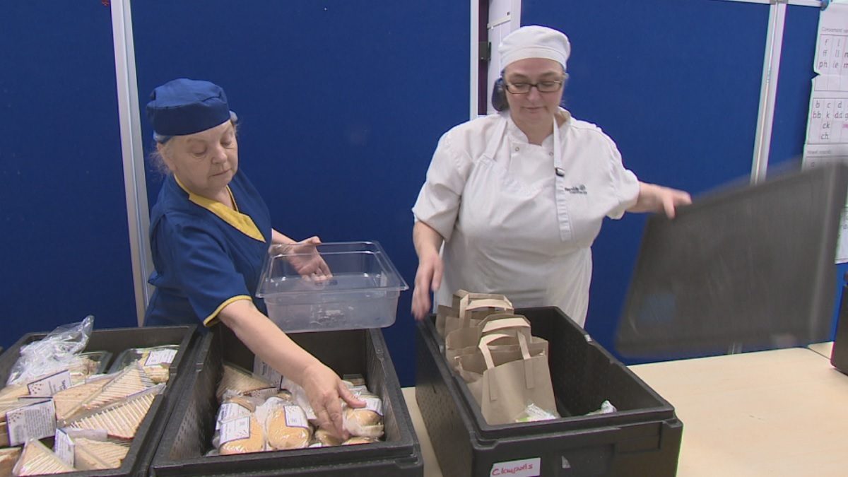 Hundreds of lunches are prepared at Coldside Campus before being sent out for delivery