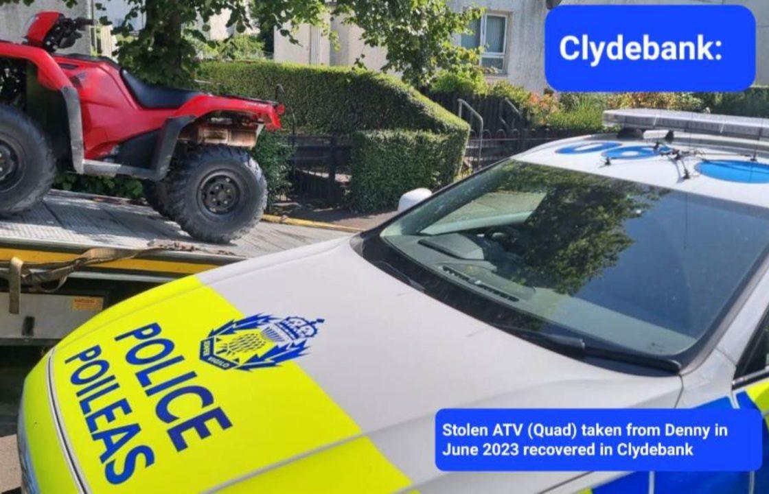 Police recover stolen quad bike in Clydebank thanks to tracking device
