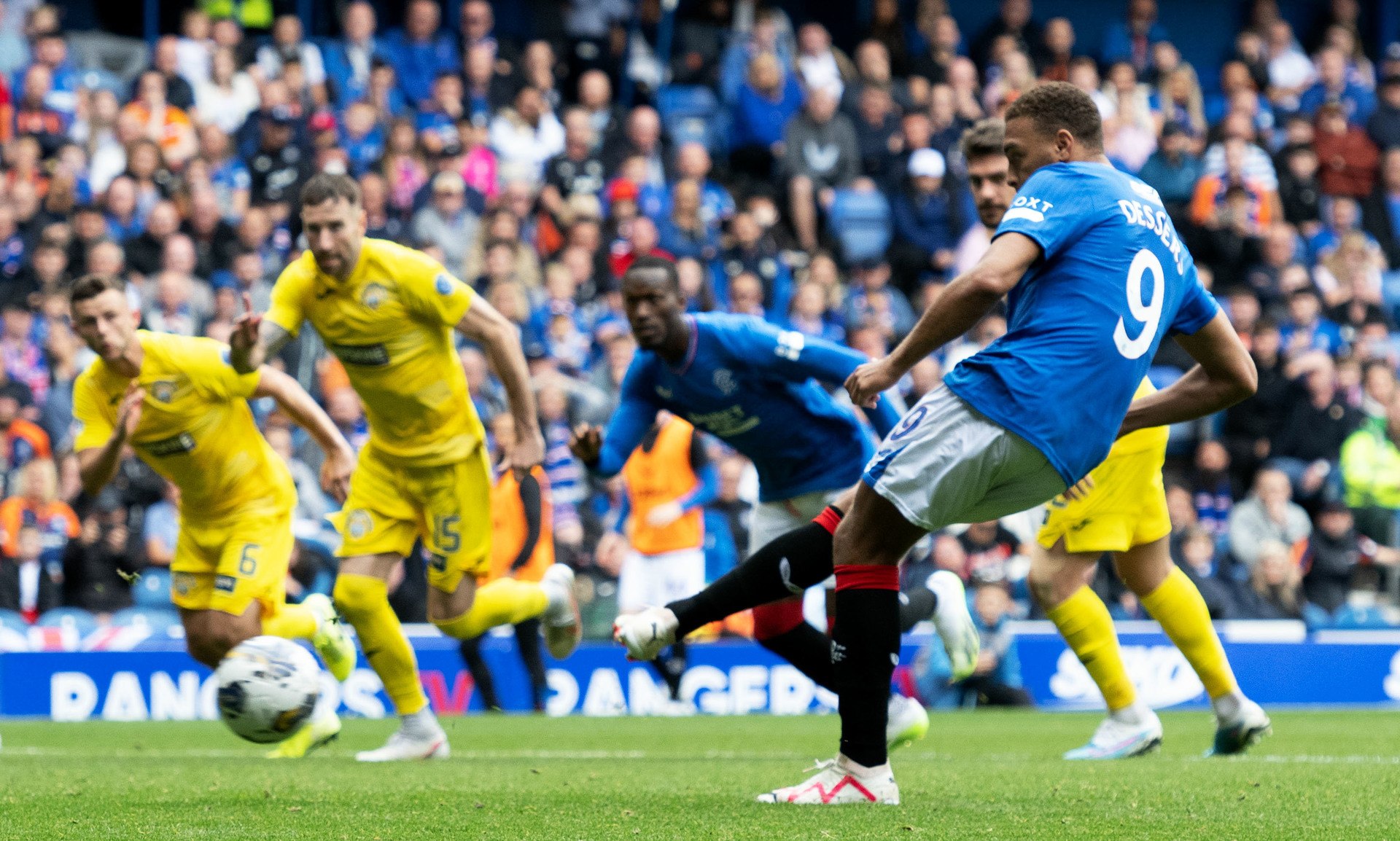 Cyriel Dessers scored to make it 1-1 during the match between Rangers and Greenock Morton at Ibrox.