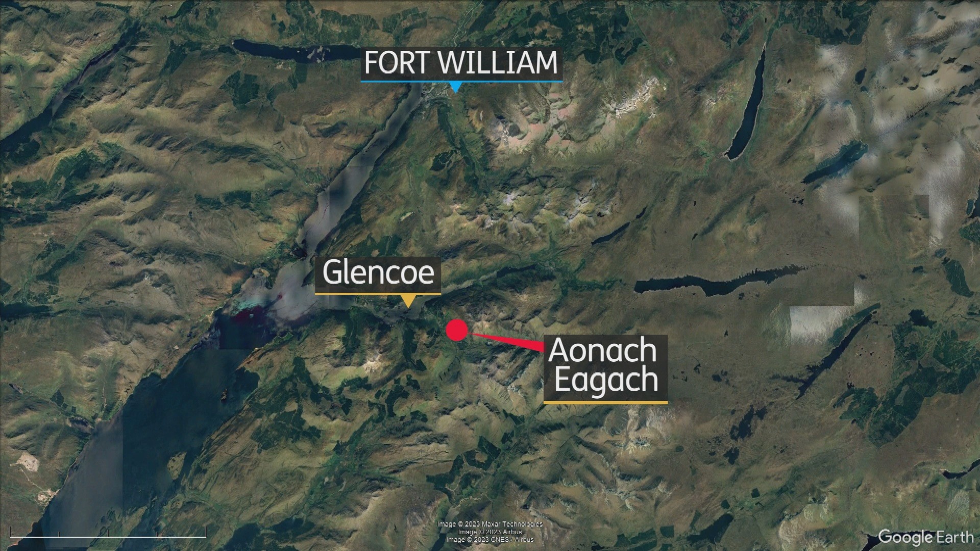 Aonach Eagach ridge in Glencoe, south of Fort William.