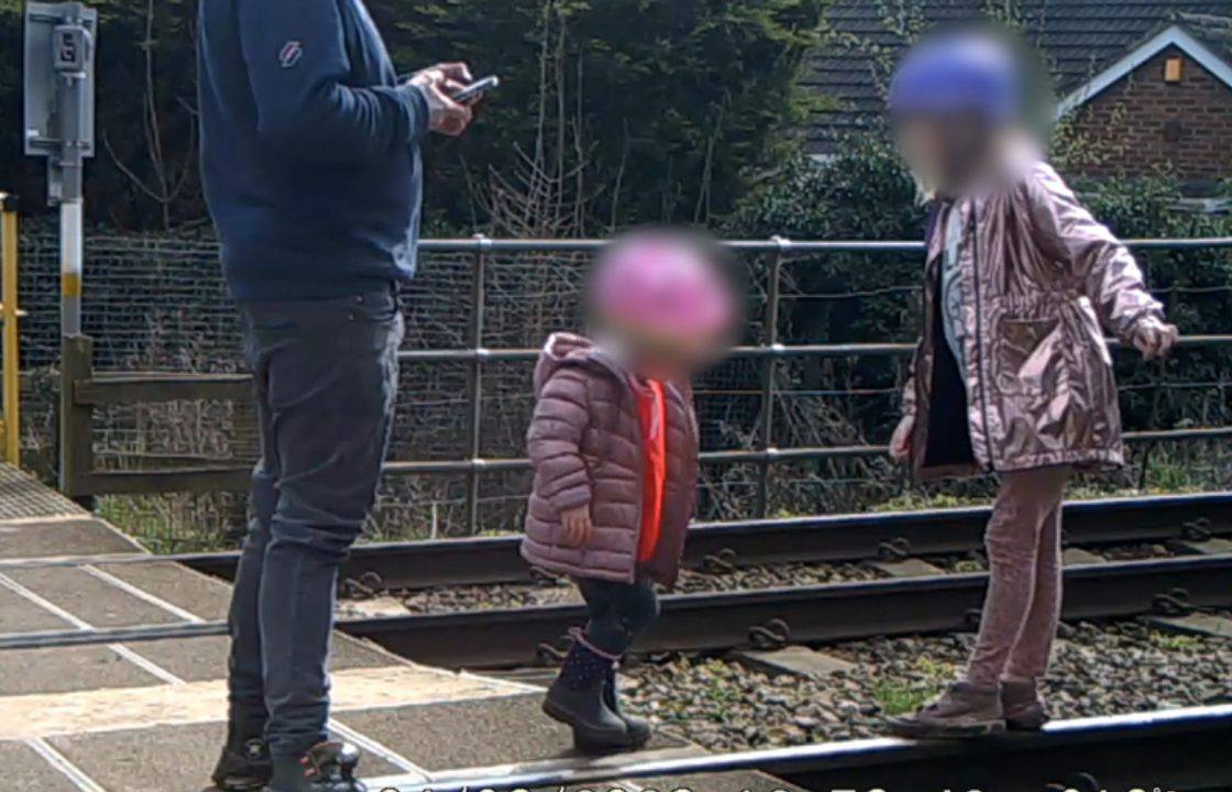 Toddlers spotted playing on live railway lines in shocking CCTV footage released by Network Rail