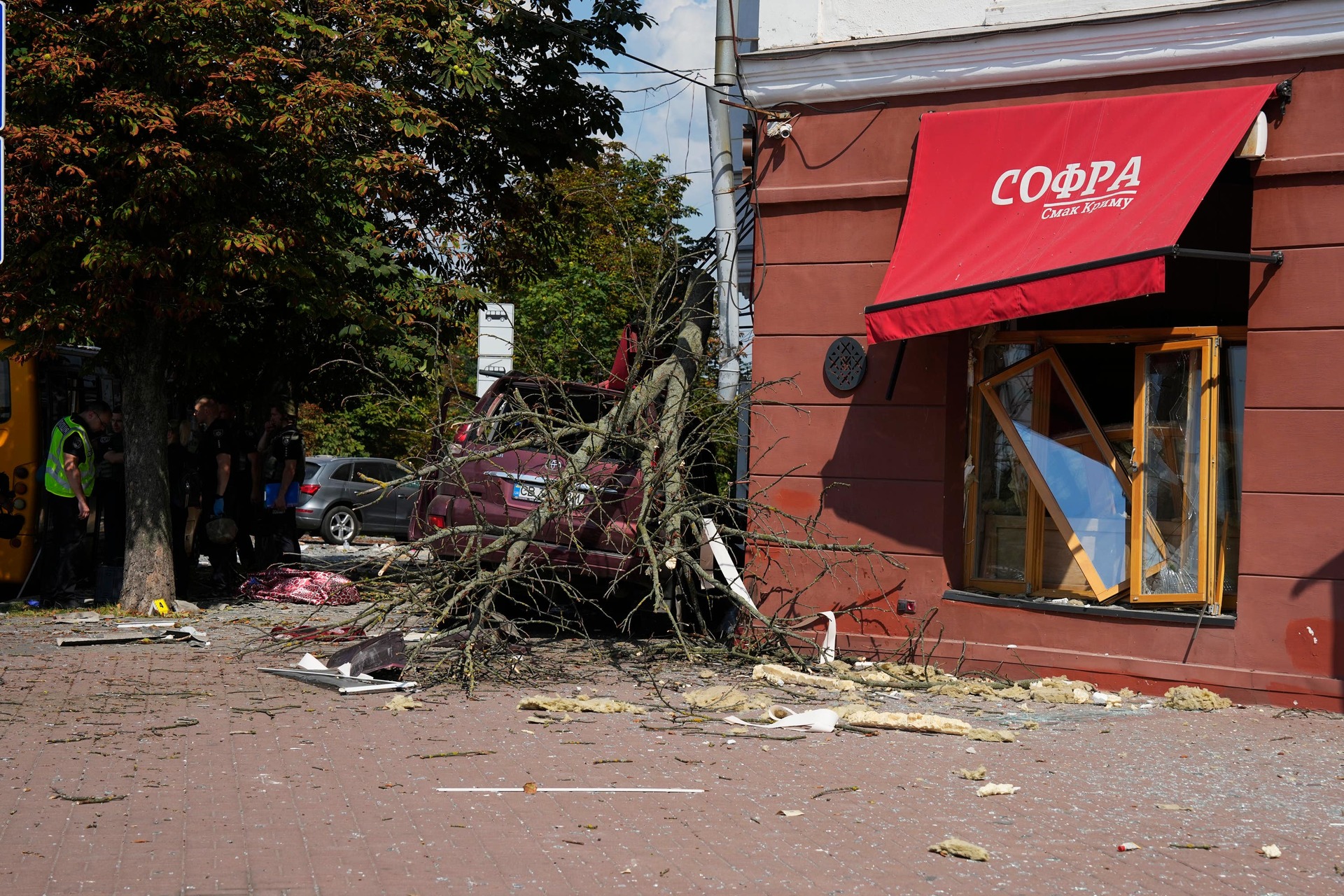 The Russian attack damaged buildings in Chernihiv.