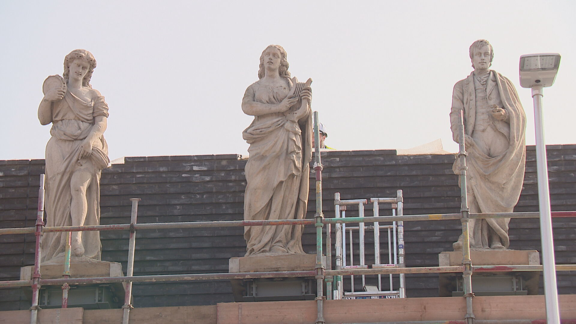 The sculptures have been in the foyer of the Gorbals’ Citizens Theatre since 1989 but have now been returned to the building’s roof.