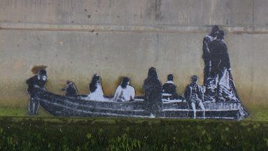 Banksy-style mural of ‘small boat’ surfaces under Inverness Friar’s Bridge
