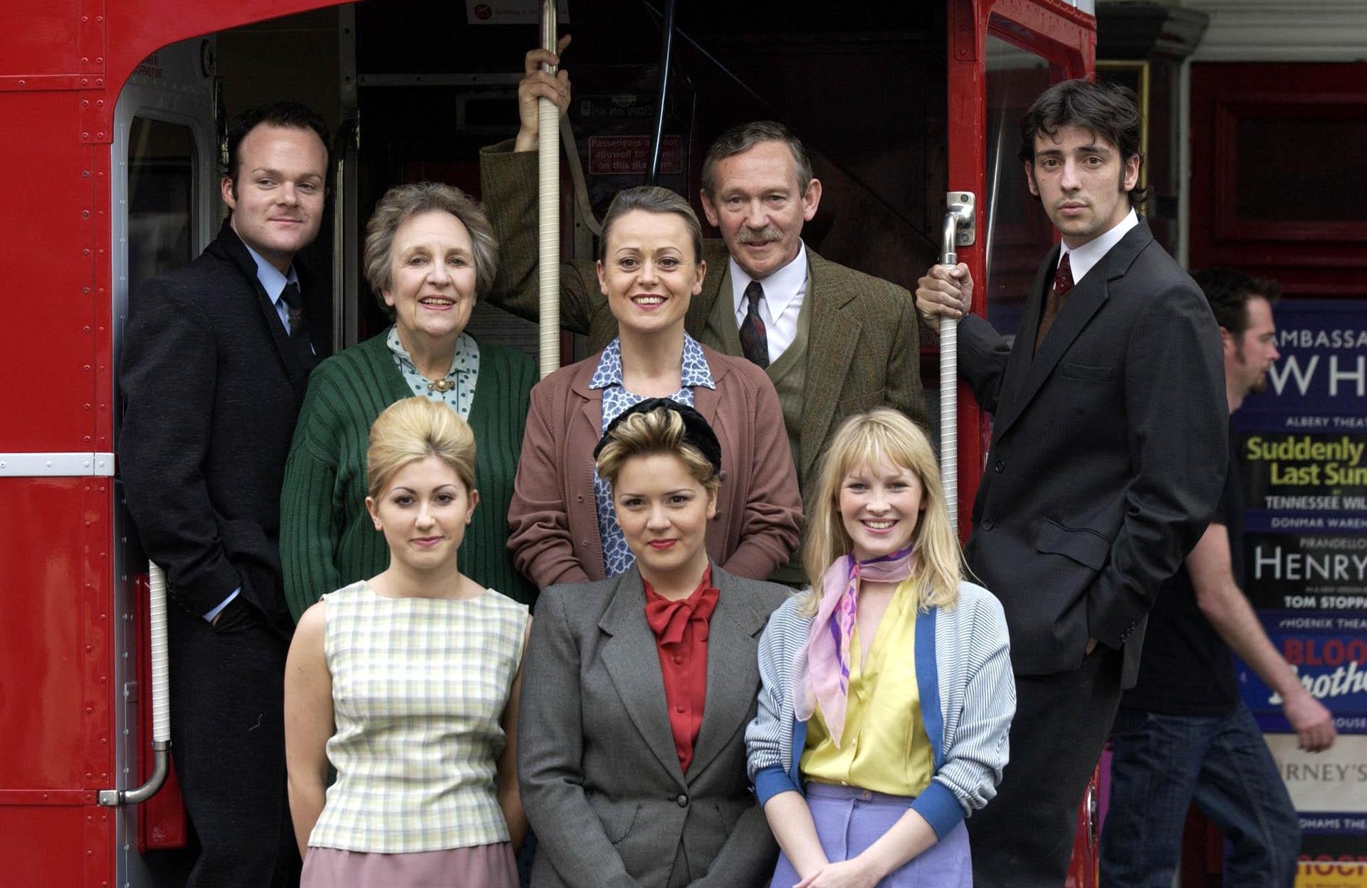 (Back left to right) Matt Hickey, Doreen Mantle, Tracie Bennett, Paul Copley, Ralf Little, (front left to right) Sarah Churm, Rachel Leskovac and Joanna Page pose for photographers during a photocall to launch the forthcoming production of Keith Wathouse and Willis Hall's classic comedy 'Billy Liar'', at the Duke of York's Theatre in central London.'.