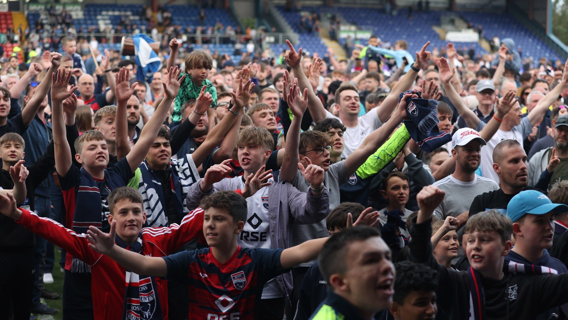 Ross County fans celebrated their team's survival with the last kick of the ball last season.  (Photo by SNS Group)