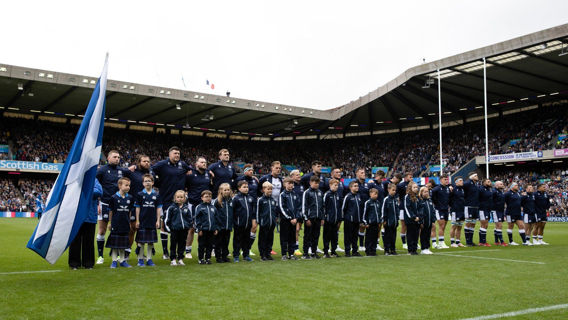 The teams are warming up at Celtic Park - Glasgow Warriors