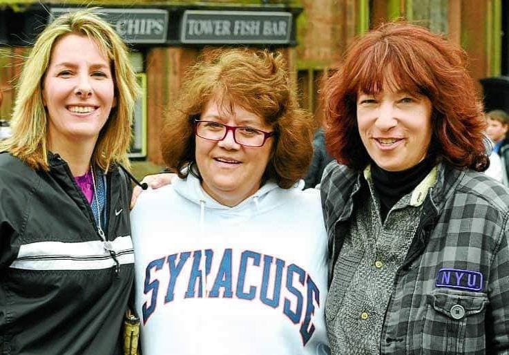 Kim Wickham, Renee Boulanger and Amy Engelhardt during their visit to Lockerbie in 2019.