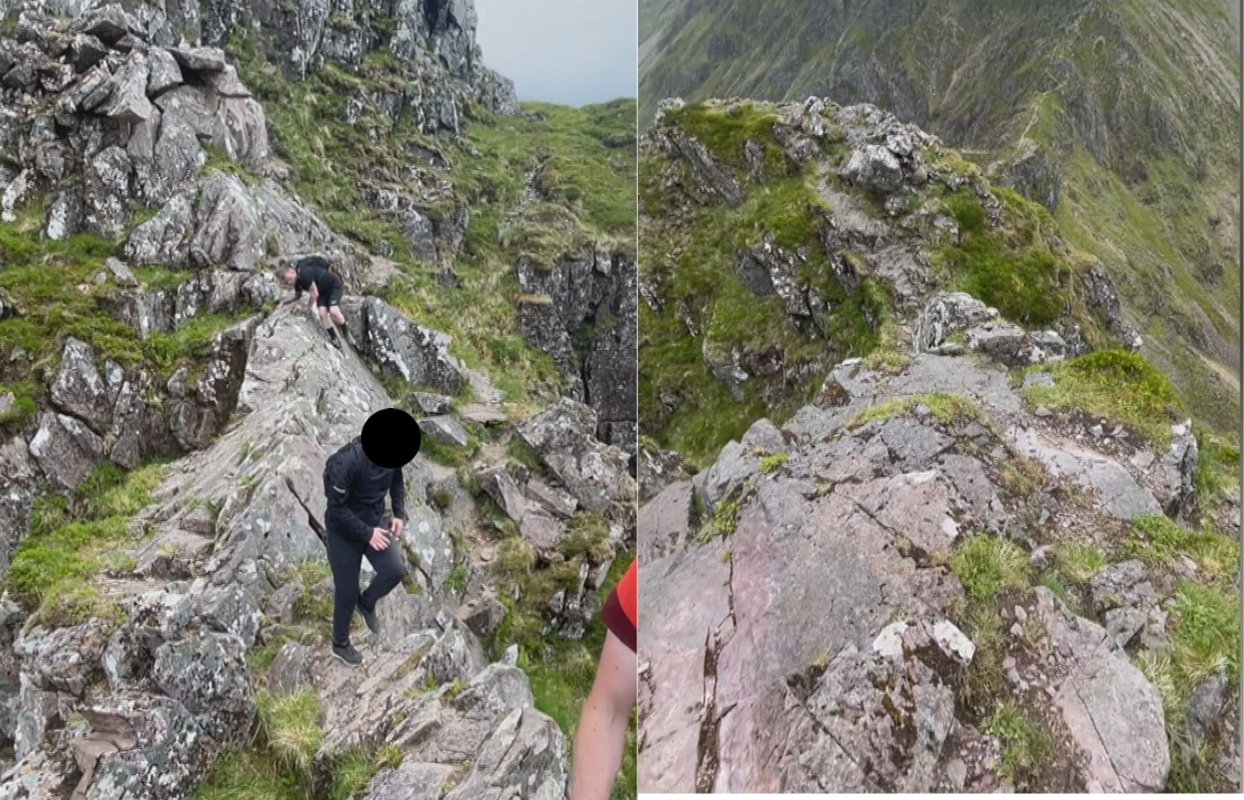 Images by Russell Low of Aonach Eagach show how narrow and jagged some sections can be. 
