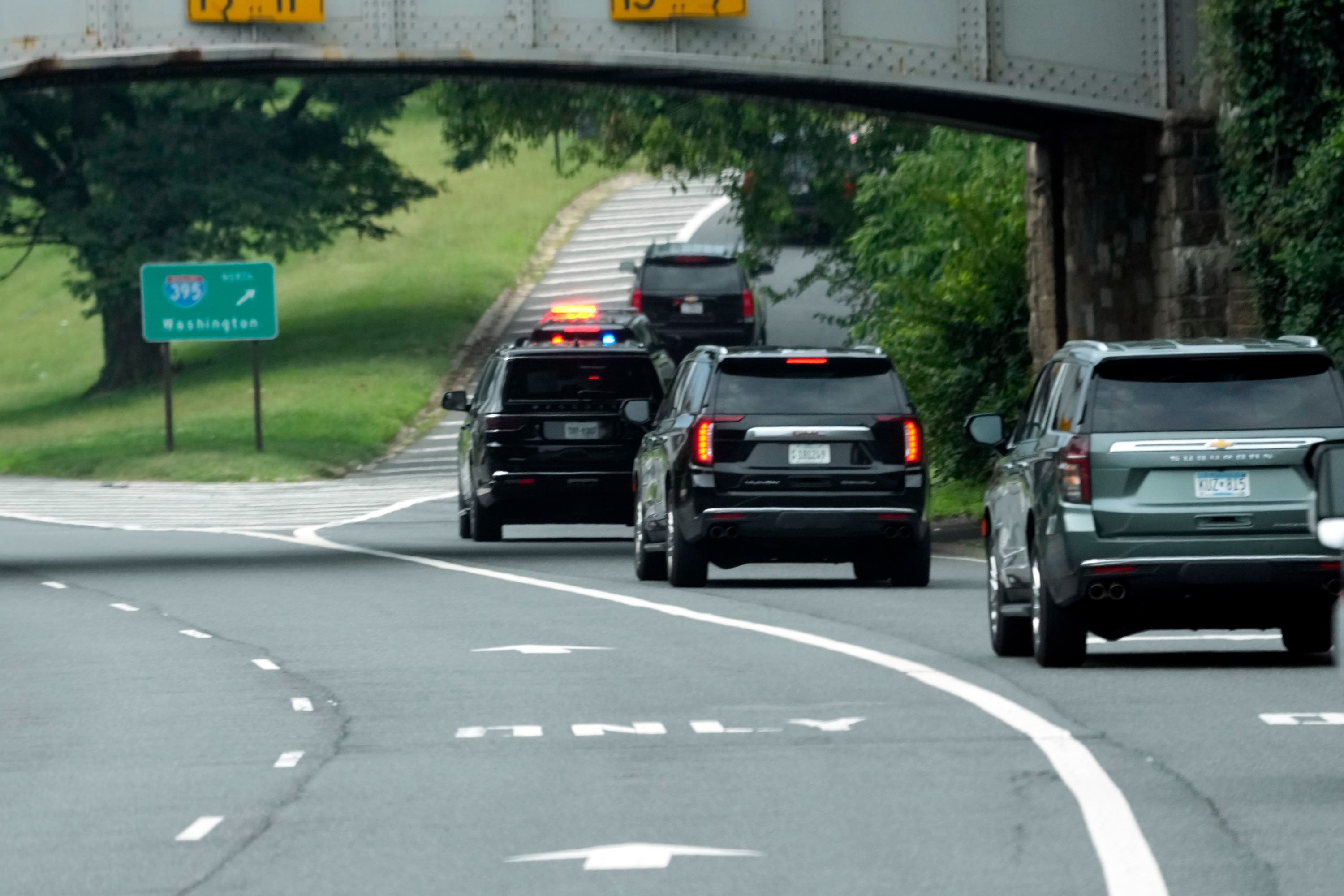 The motorcade carrying Donald Trump as it left Ronald Reagan Washington National Airport.