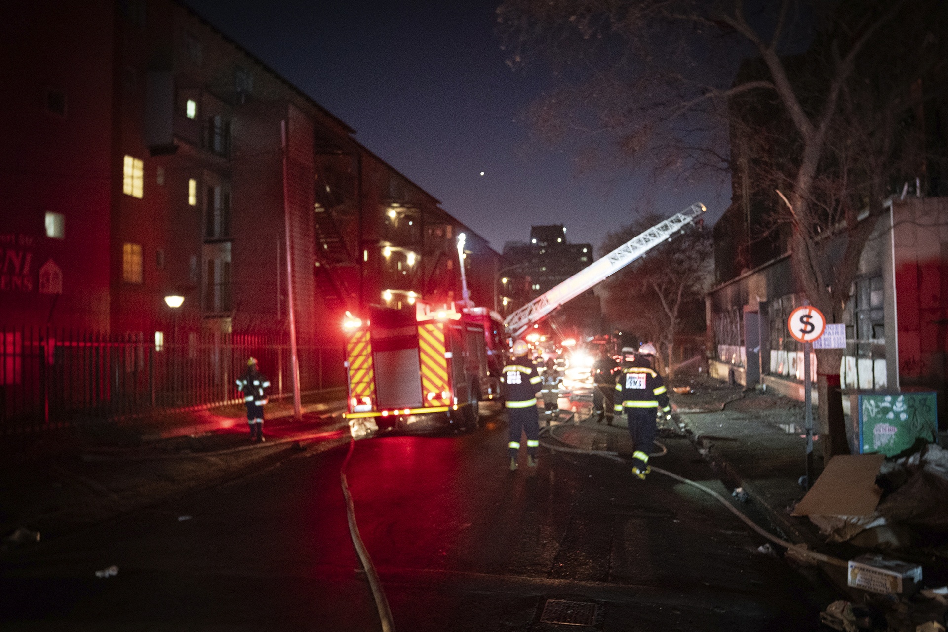 The multi-storey building in Johannesburg is said to have housed around 200 people, according to witnesses.