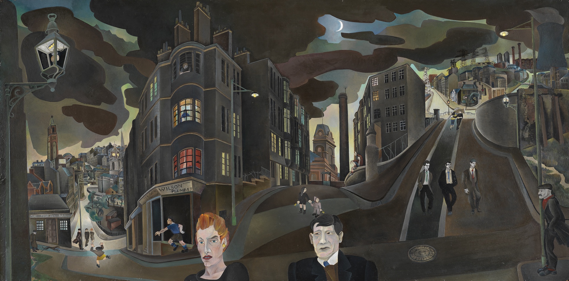 Alasdair Gray painting Cowcaddens Streetscape in the Fifties