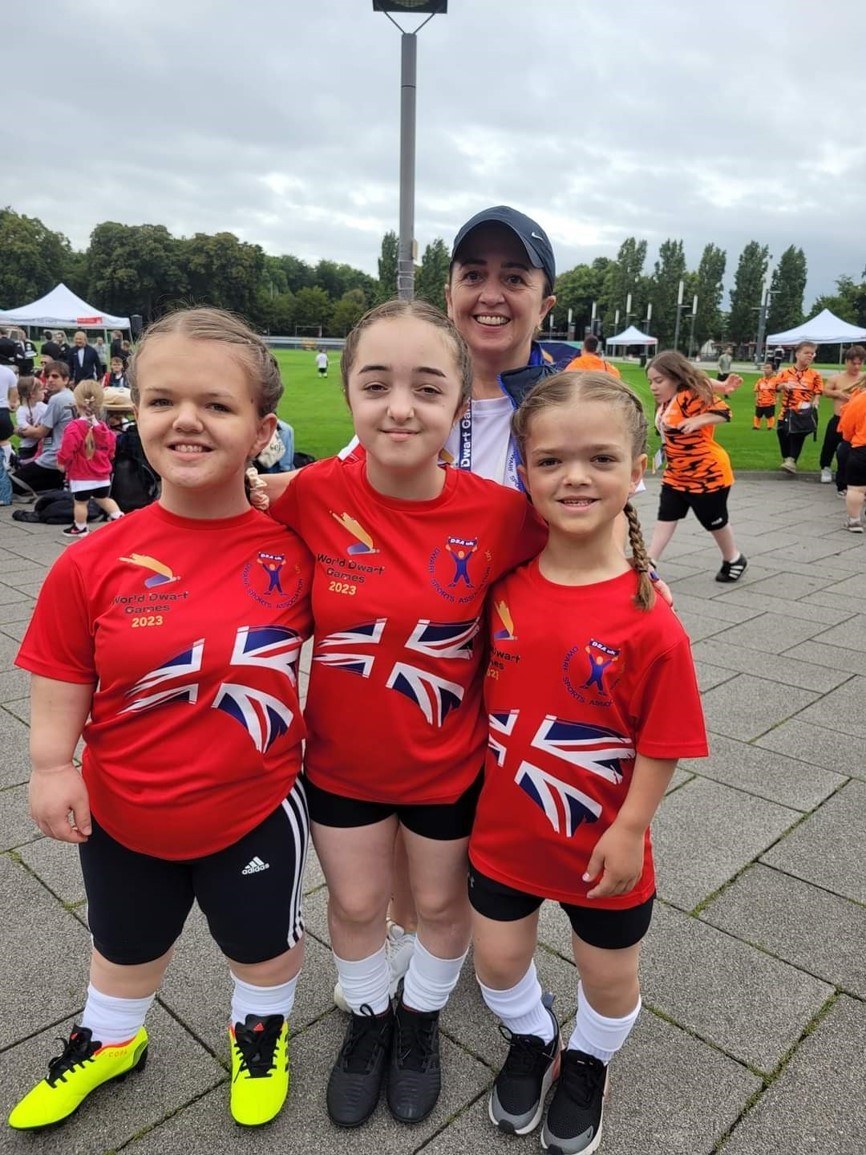 Scottish Regional Leader Hailey (back) with Emma, Skye and Anna at the World Dwarf Games in Germany last month.