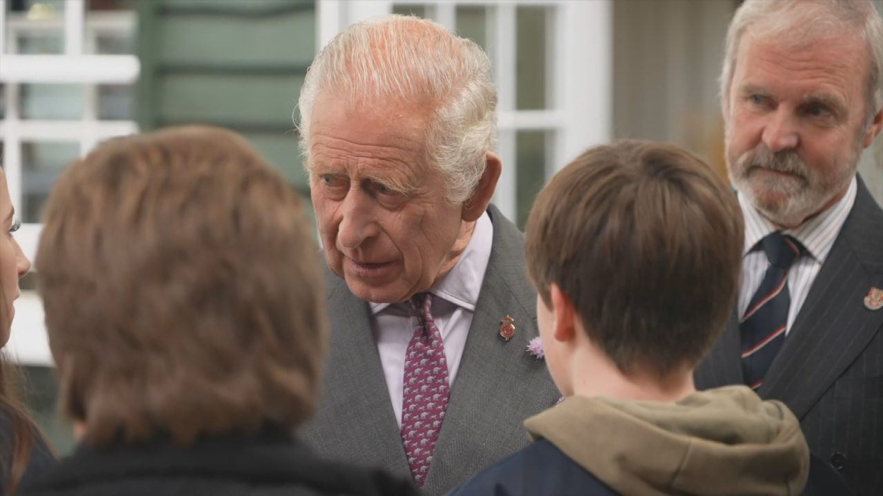 King Charles meets school children at Ayrshire Dumfries House rural skills centre opening