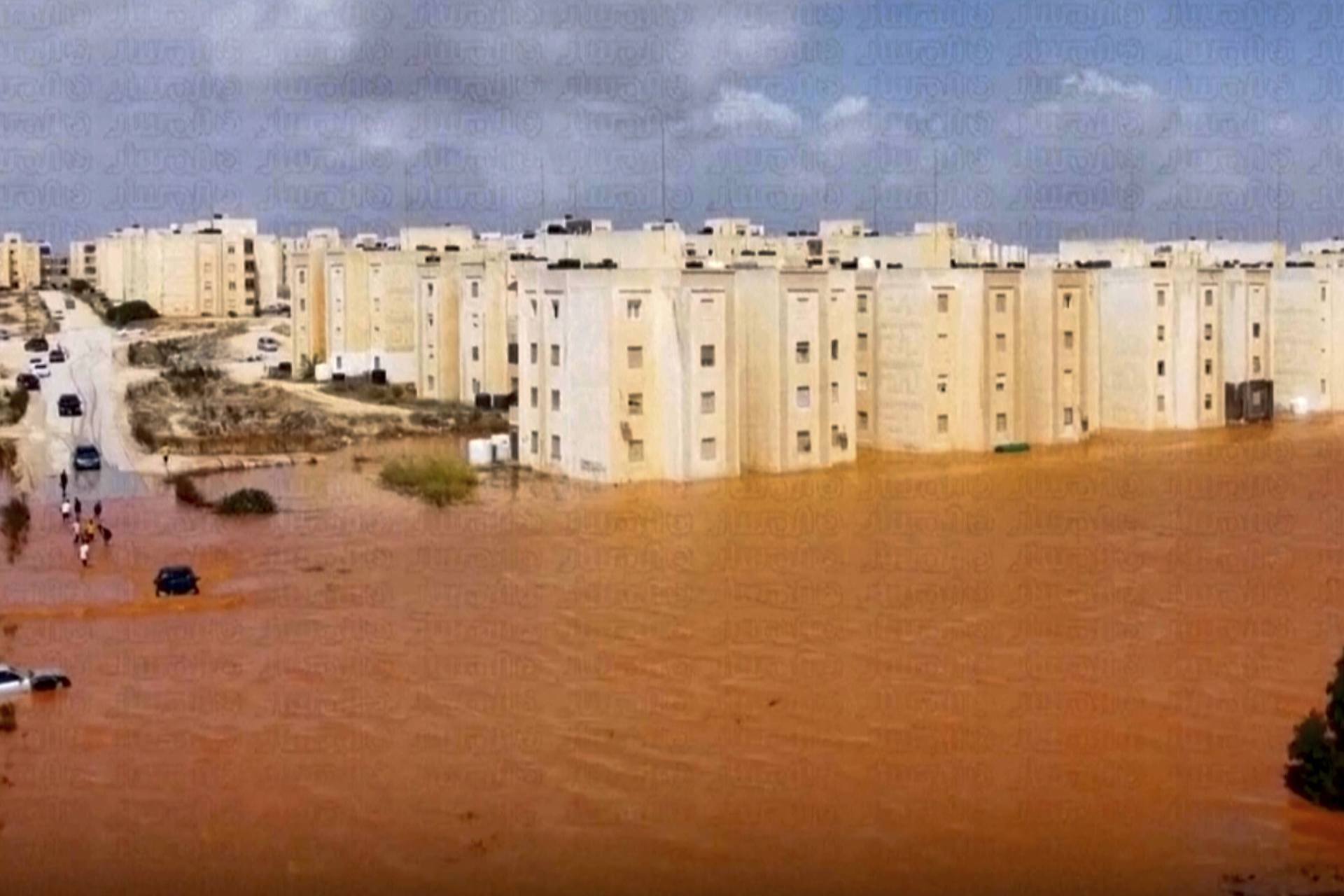 Streets flooded after Storm Daniel in Marj, Libya.