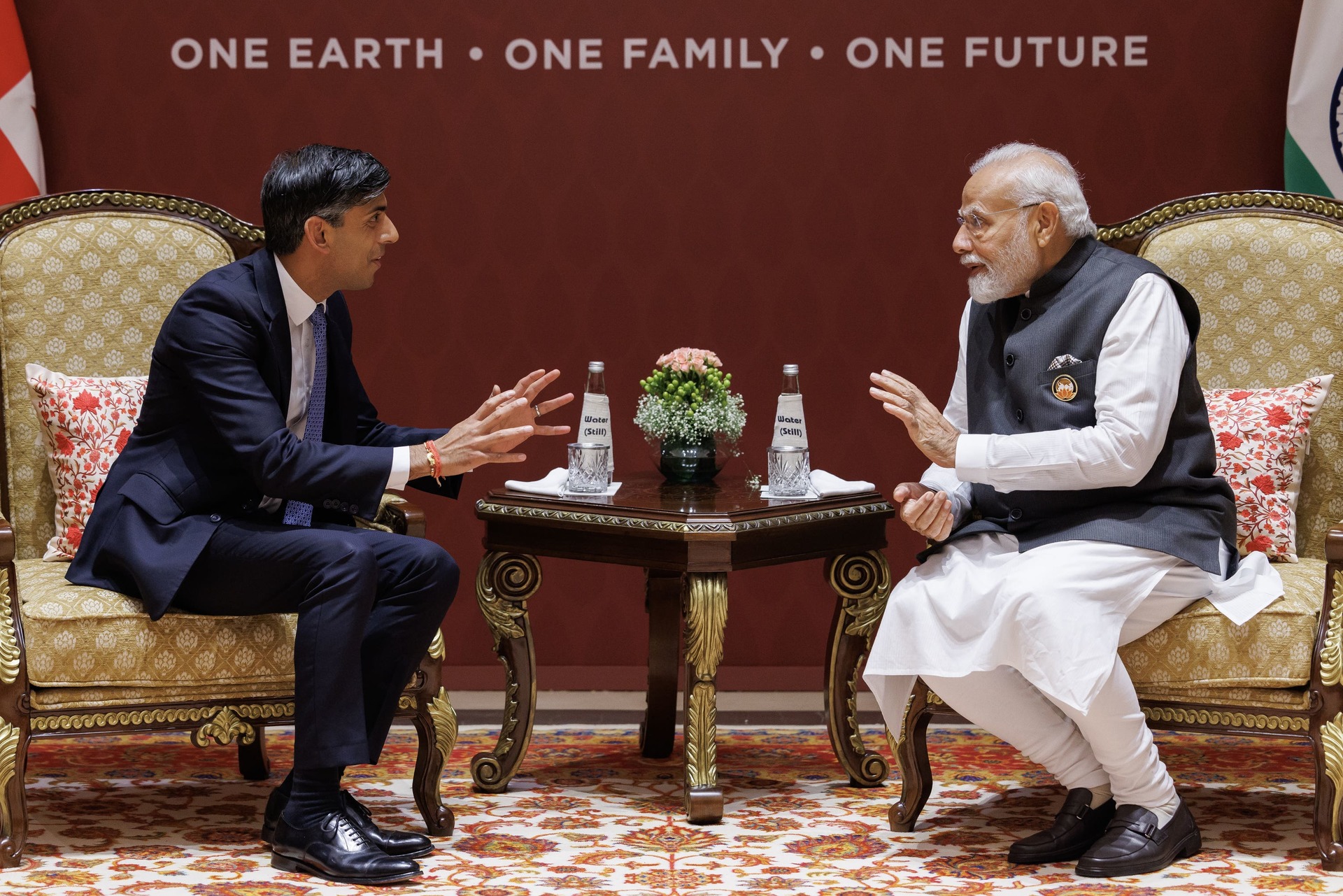Prime Minister Rishi Sunak during a bilateral meeting with Indian prime minister Narendra Modi during the G20 Summit in New Delhi.