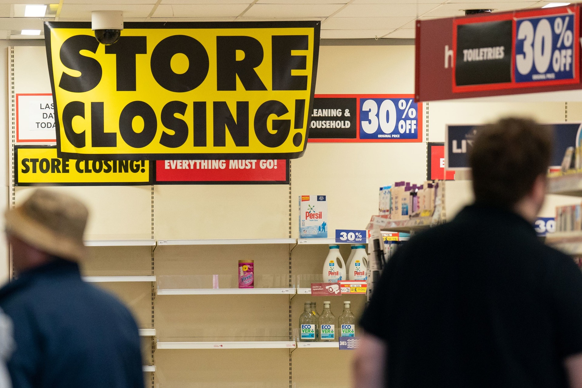 Empty shelves inside Wilko in Brownhills near Walsall, in the West Midlands, as it prepares to close for good.