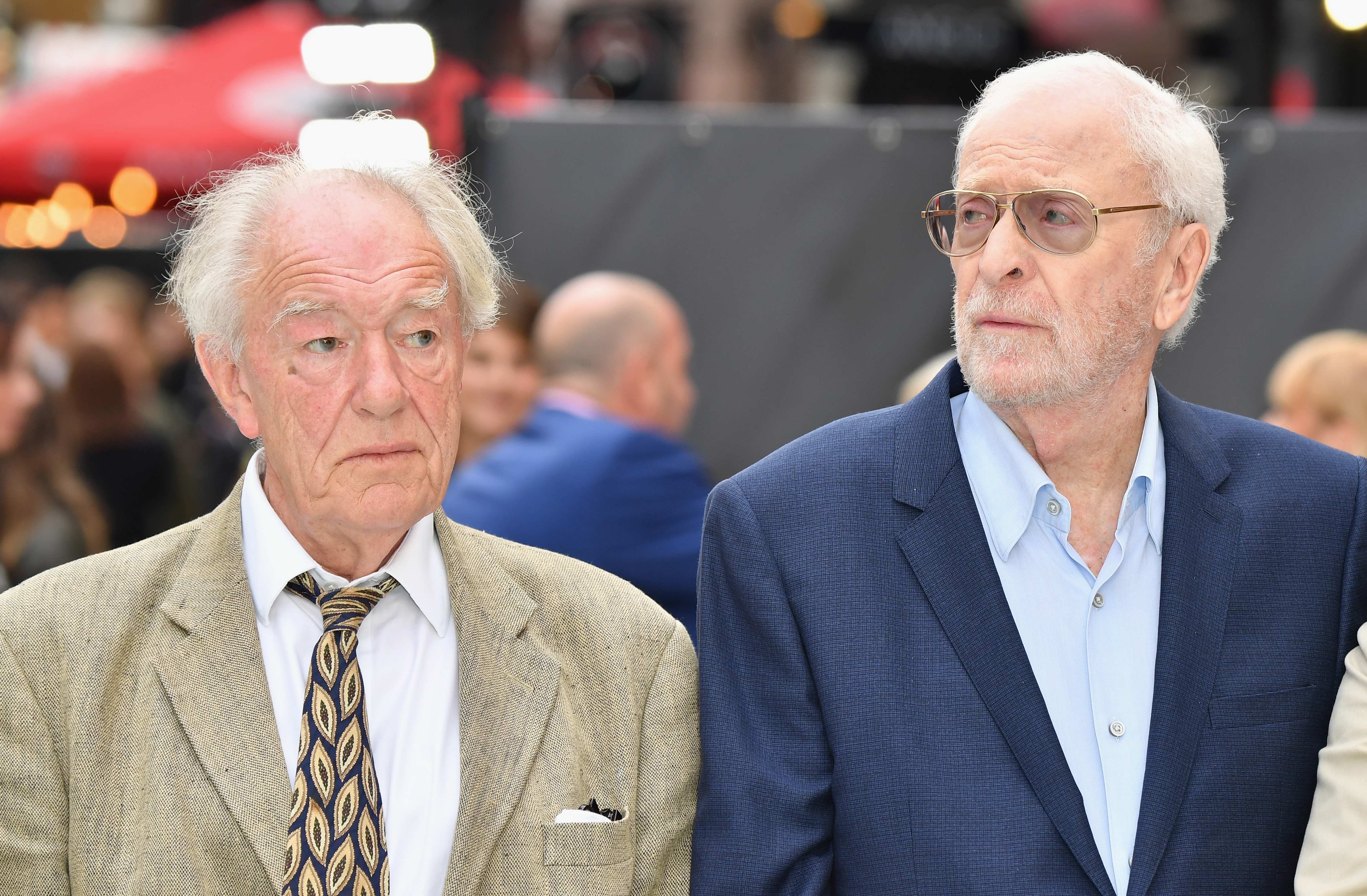Sir Michael Gambon and Sir Michael Caine attend the World Premiere of 'King Of Thieves' at Vue West End on September 12, 2018 in London.