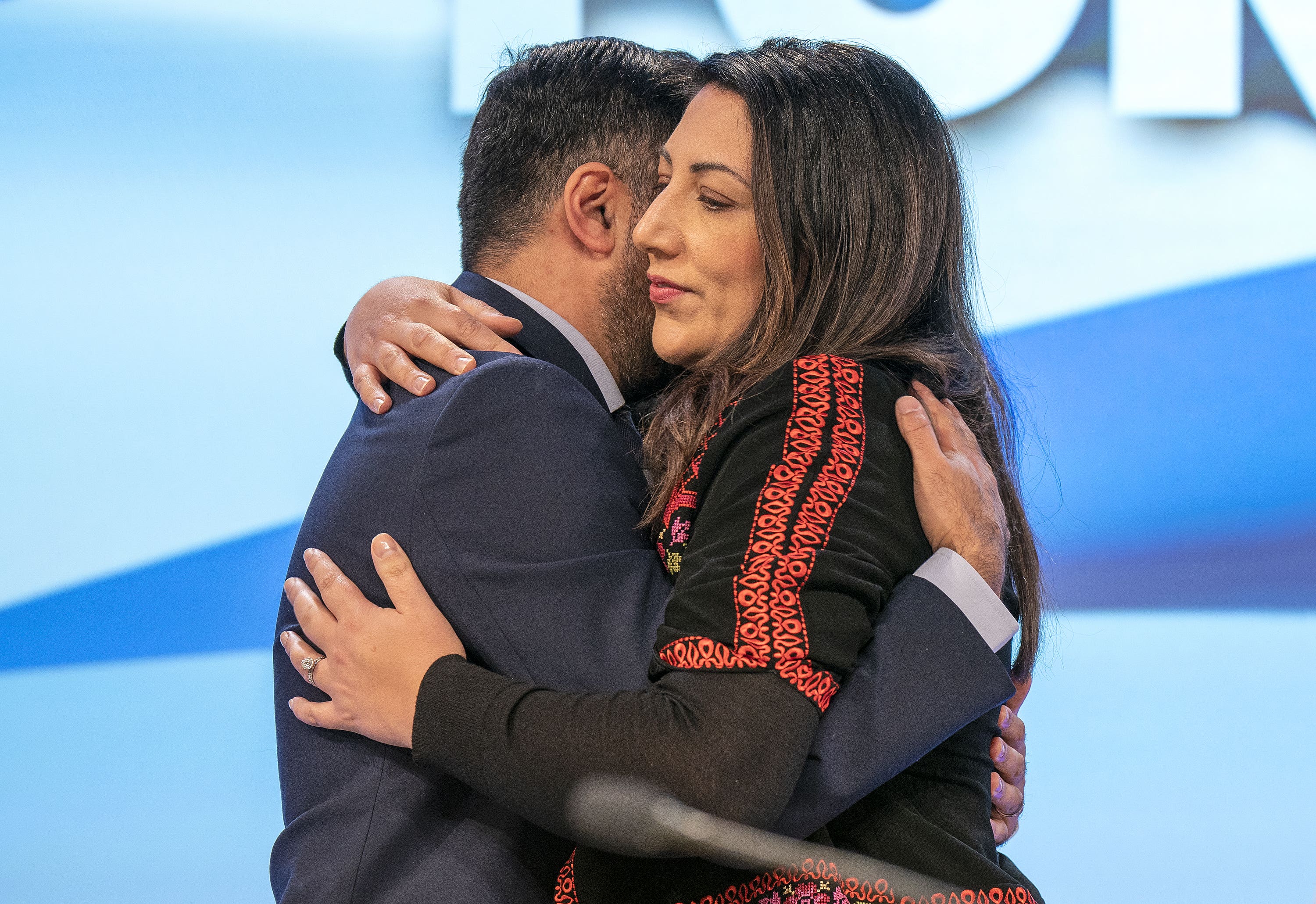 Nadia El-Nakla was embraced by her husband Humza Yousaf on stage a the SNP conference
