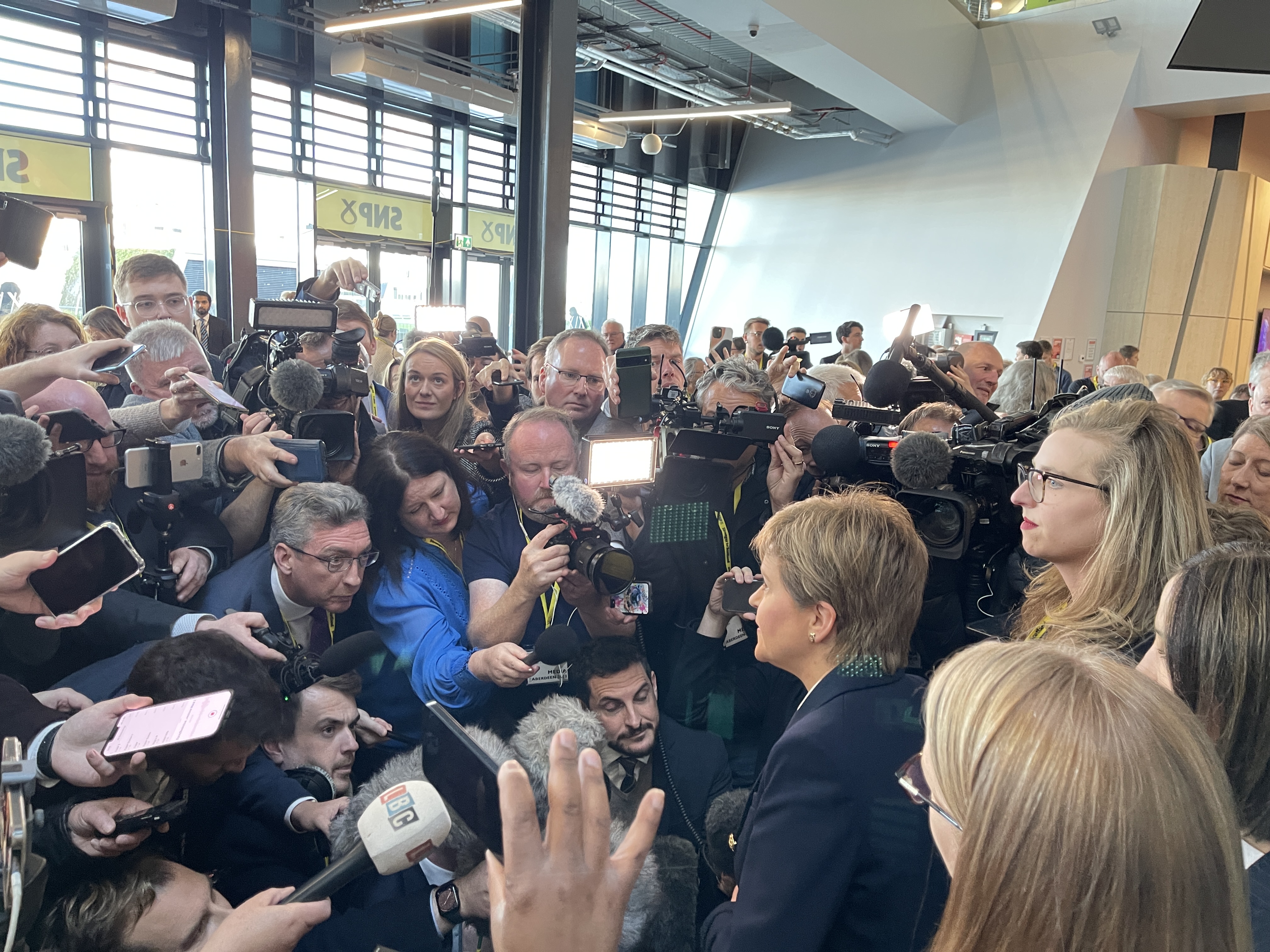 Nicola Sturgeon was interviewed by journalists on Monday afternoon at the SNP conference in Aberdeen.