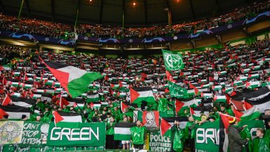 Celtic support defies club with Palestine flags at Champions League match against Atletico Madrid